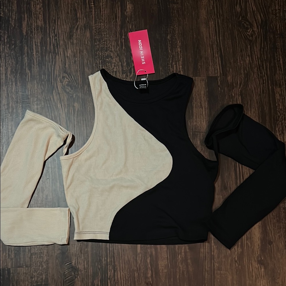 Black and Cream Women's Top